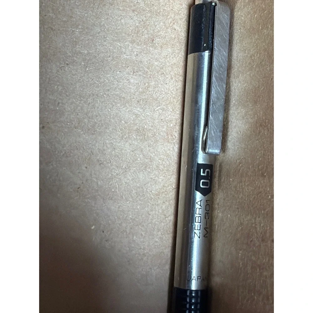 Zebra M-301 Mechanical Pencil 0.5mm Stainless Steel Barrel Silver Black Japan